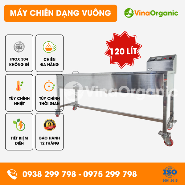 C120V - Máy chiên 120L (dạng vuông), chiên cơm cháy, đậu hủ