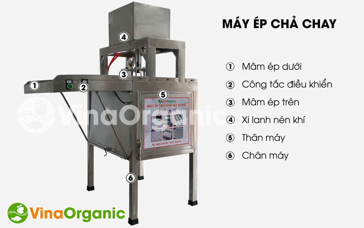 ECH050 - Máy ép chả chay, ép chả đều đẹp, thiết kế đơn giản, dễ sử dụng, năng suất cao. Liên hệ Hotline/Zalo 0938299798 – 0975299798.