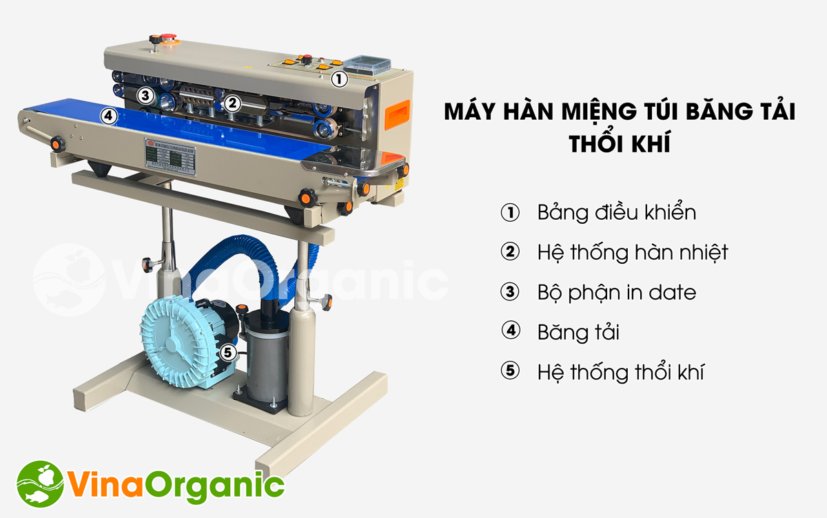 Máy hàn miệng túi băng tải thổi khí MHT-BT-K, bảo vệ sản phẩm bên trong, tăng tính thẩm mỹ bên ngoài. Liên hệ Hotline/Zalo 0938299798 – 0975299798.