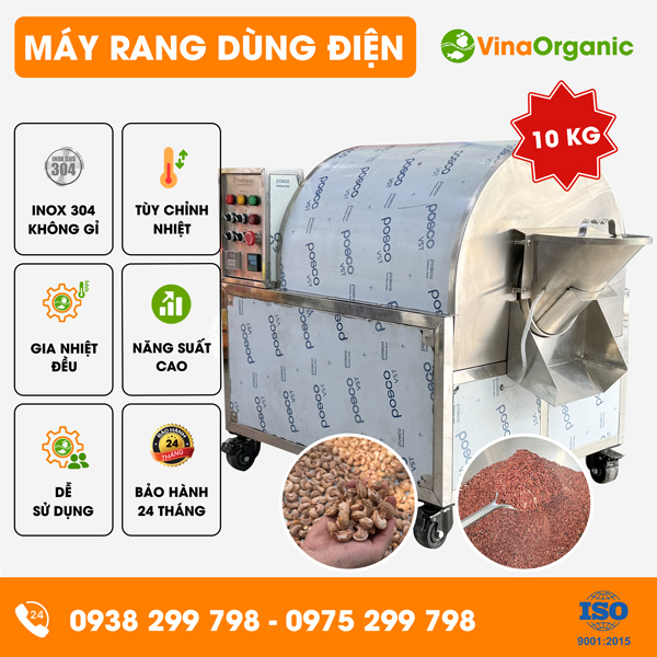 MRD010 - Máy rang nông sản dùng điện 10kg, rang ngũ cốc, đậu đỏ, rang sâu canxi