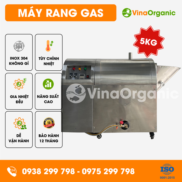 MRG005 - Máy rang nông sản dùng gas 5kg, rang hướng dương, rang hạt ngũ cốc
