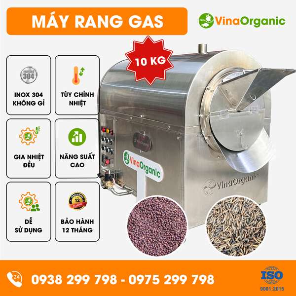 MRG010 - Máy rang nông sản dùng gas 10kg rang đậu, hạt điều chất lượng cao