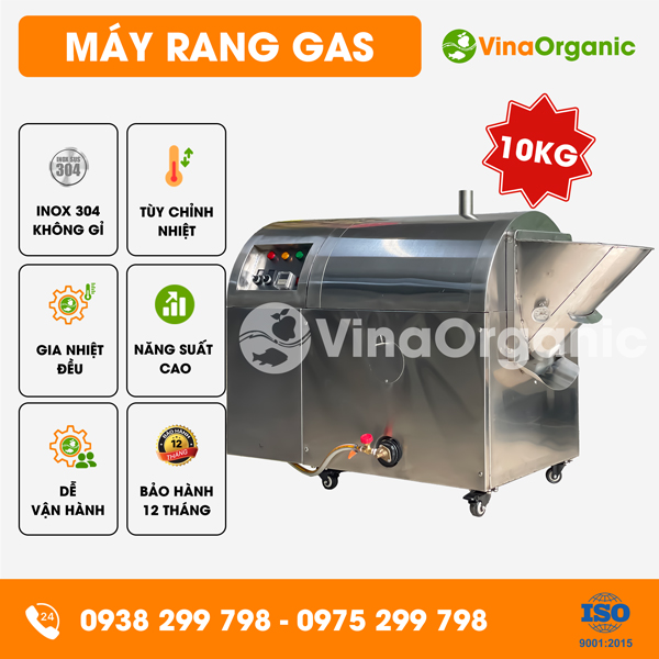 MRG010 - Máy rang nông sản dùng gas 10kg rang đậu, hạt điều chất lượng cao