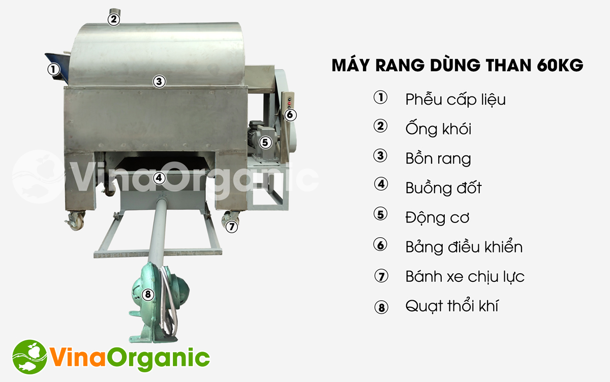 MRT060 - Máy rang dùng than 60kg giữ được mùi thơm đặc trưng của khói rang. Liên hệ Hotline/Zalo 0938299798 – 0975299798.