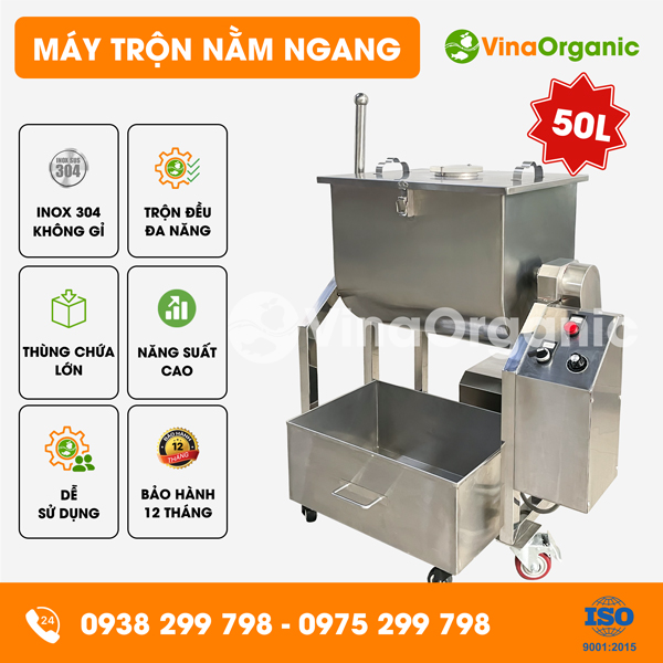 MTNN050 - Máy trộn nằm ngang 50L, trộn muối ớt, trộn gia vị năng suất cao