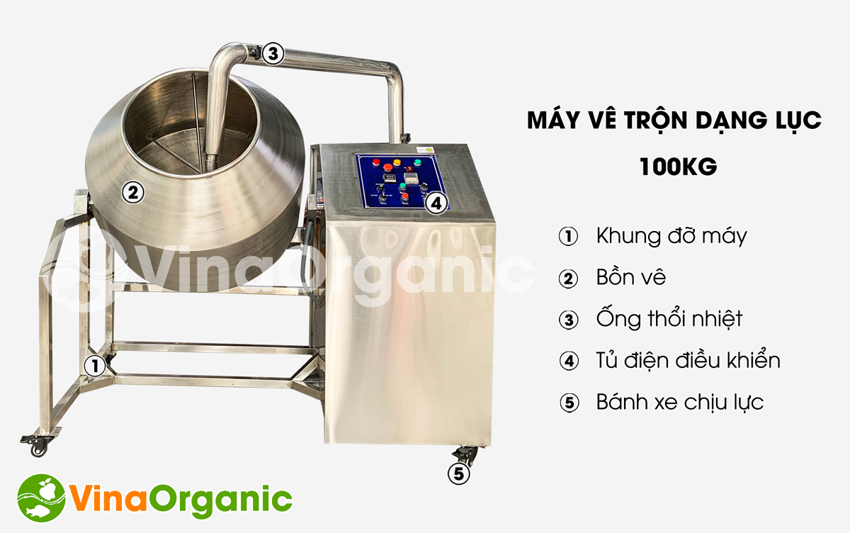 MVTL100 - Máy vê trộn dạng lục 100kg, trộn hạt điều wasabi, đậu phộng tỏi ớt. Liên hệ ngay Hotline/Zalo: 0938299798 – 0975299798 để được tư vấn và báo giá!