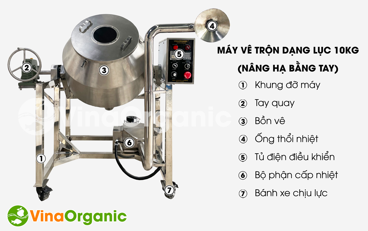 MVTL10T - Máy vê trộn dạng lục 10kg nâng hạ bằng tay, trộn gia vị thấm đều. Liên hệ ngay Hotline/Zalo: 0938299798 – 0975299798 để được tư vấn và báo giá!