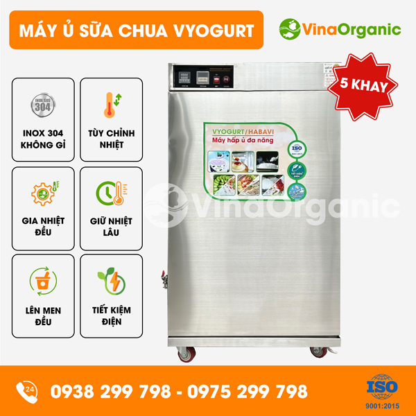 VY0566Y - Máy ủ sữa chua Vyogurt 5 khay (60x60cm), ủ nhanh, tiết kiệm