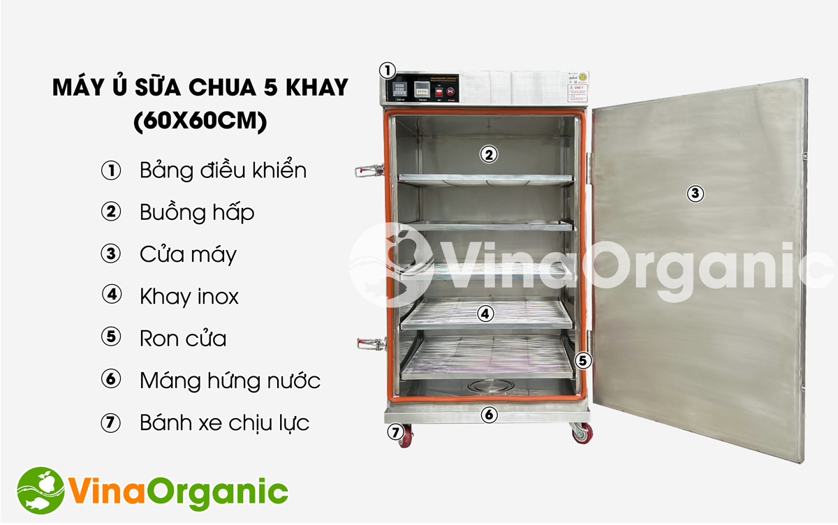 VY0566Y - Máy ủ sữa chua 5 khay (60x60cm), vận hành dễ dàng, năng suất cao, điện năng tiêu thụ thấp. Hotline/Zalo: 0938299798 – 0975299798