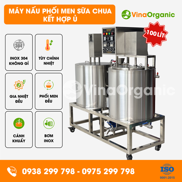 VYM100U - Máy nấu phối men sữa chua VYogurt 100L kết hợp ủ, sản xuất sữa chua uống