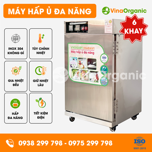 HV0646 - Máy hấp ủ đa năng 6 khay (khay 40x60cm), hấp bánh, ủ sữa chua nhanh, tiện lợi