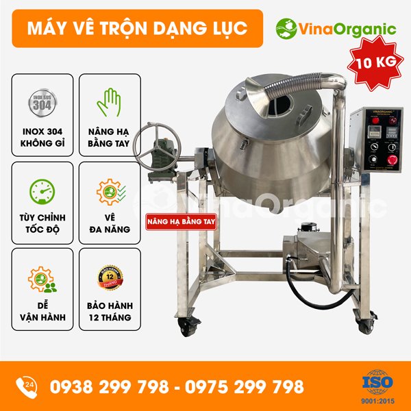 MVTL10T - Máy vê trộn dạng lục 10kg (nâng hạ bằng tay) trộn gia vị
