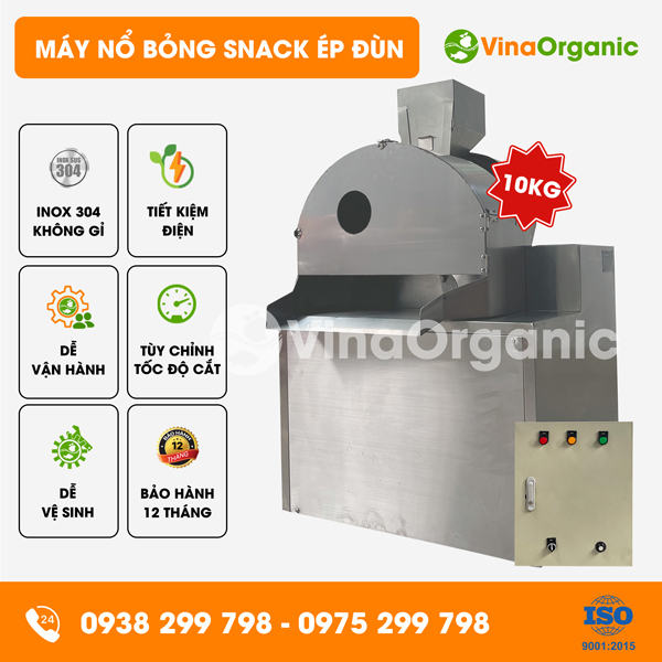 NB010 - Máy nổ bỏng snack ép đùn 10kg làm snack bỏng gạo, bỏng ngô giòn, ngon