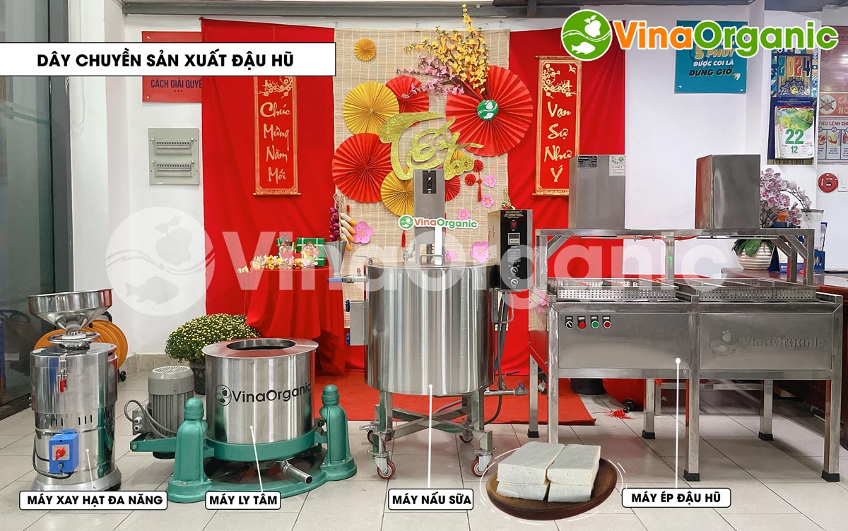 VinaOrganic cung cấp dây chuyền sản xuất đậu hũ sạch, tươi ngon, uy tín chất lượng. Liên hệ Hotline: 0975299798 - 0938299798