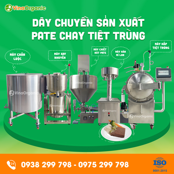 Dây chuyền sản xuất pate chay tiệt trùng thời hạn sử dụng lên đến 1 năm