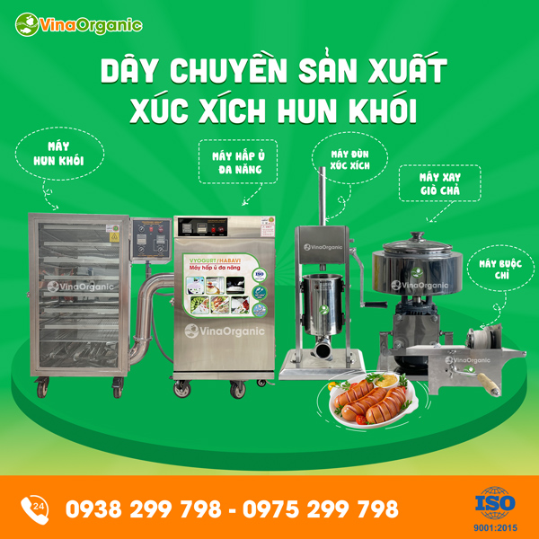 Dây chuyền sản xuất xúc xích hun khói thơm ngon, chất lượng