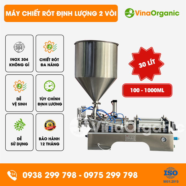 DLCR30-L02 – Máy chiết rót định lượng 2 vòi dung tích 100 – 1000ml, phiễu chứa 30L
