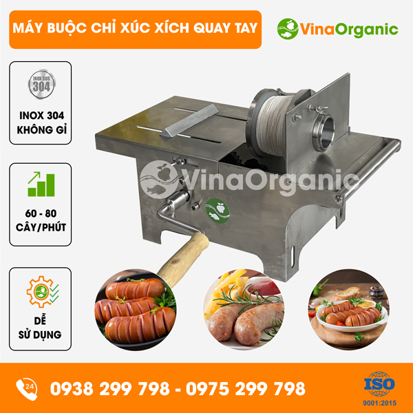 MBC-QT - Máy buộc chỉ xúc xích quay tay, buộc chỉ xúc xích, lạp xưởng