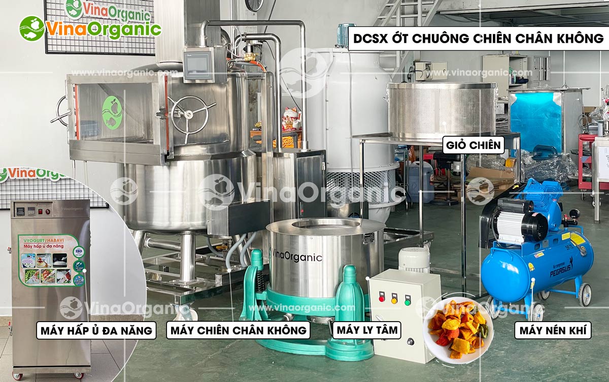 VinaOrganic chuyển giao công nghệ và máy thiết bị chiên chân không, sản xuất ớt chuông chiên chân không. Hotline 0938299798 - 0975299798