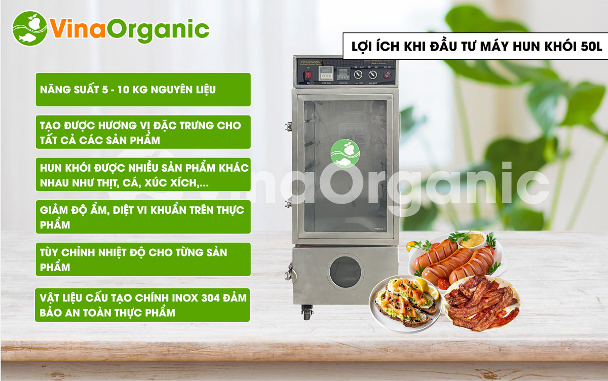 Máy hun khói 50l, model HK050 hun khói thịt, cá, tôm, mực, xúc xích, lạp xưởng đa năng Hotline Zalo 0938299798 - 0975299798