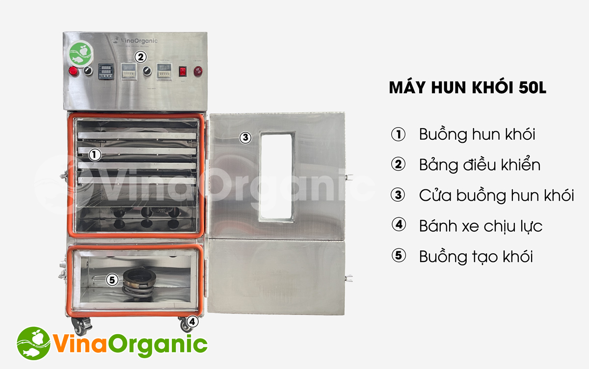 Máy hun khói 50l, model HK050 hun khói thịt, cá, tôm, mực, xúc xích, lạp xưởng đa năng Hotline Zalo 0938299798 - 0975299798