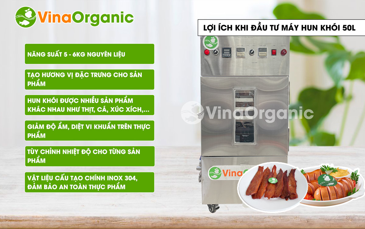 Máy hun khói 50l, model HK050 hun khói thịt, cá, tôm, mực, xúc xích, lạp xưởng đa năng Hotline Zalo 0938299798 - 0975299798
