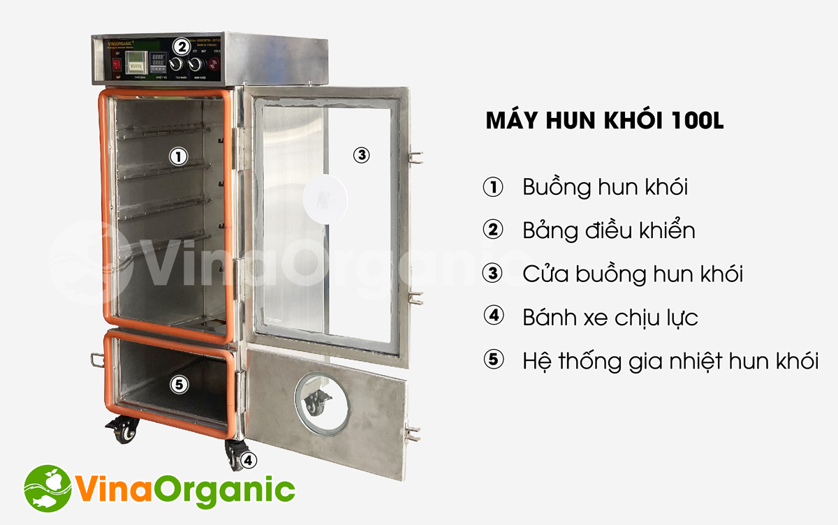 Máy hun khói 100l, model HK100 hun khói thịt, cá, tôm, mực, xúc xích, lạp xưởng đa năng Hotline Zalo 0938299798 - 0975299798