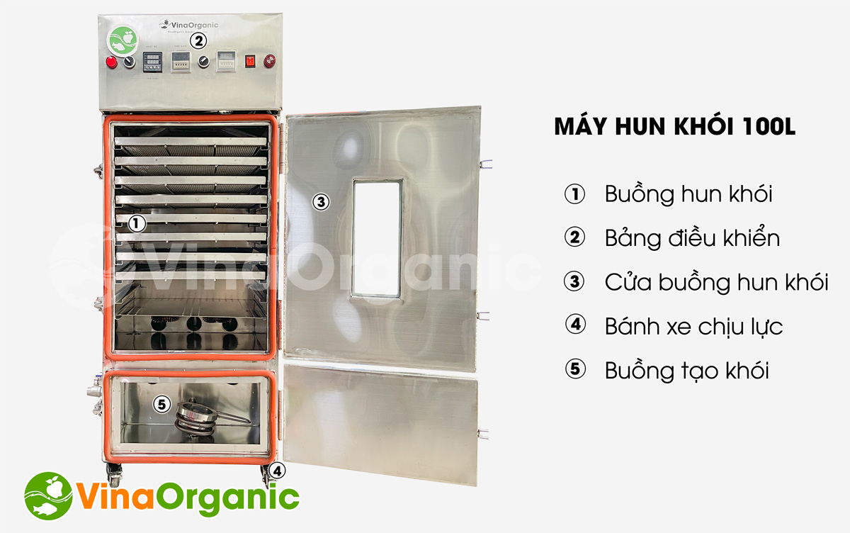 Máy hun khói 100l, model HK100 hun khói thịt, cá, tôm, mực, xúc xích, lạp xưởng đa năng Hotline Zalo 0938299798 - 0975299798