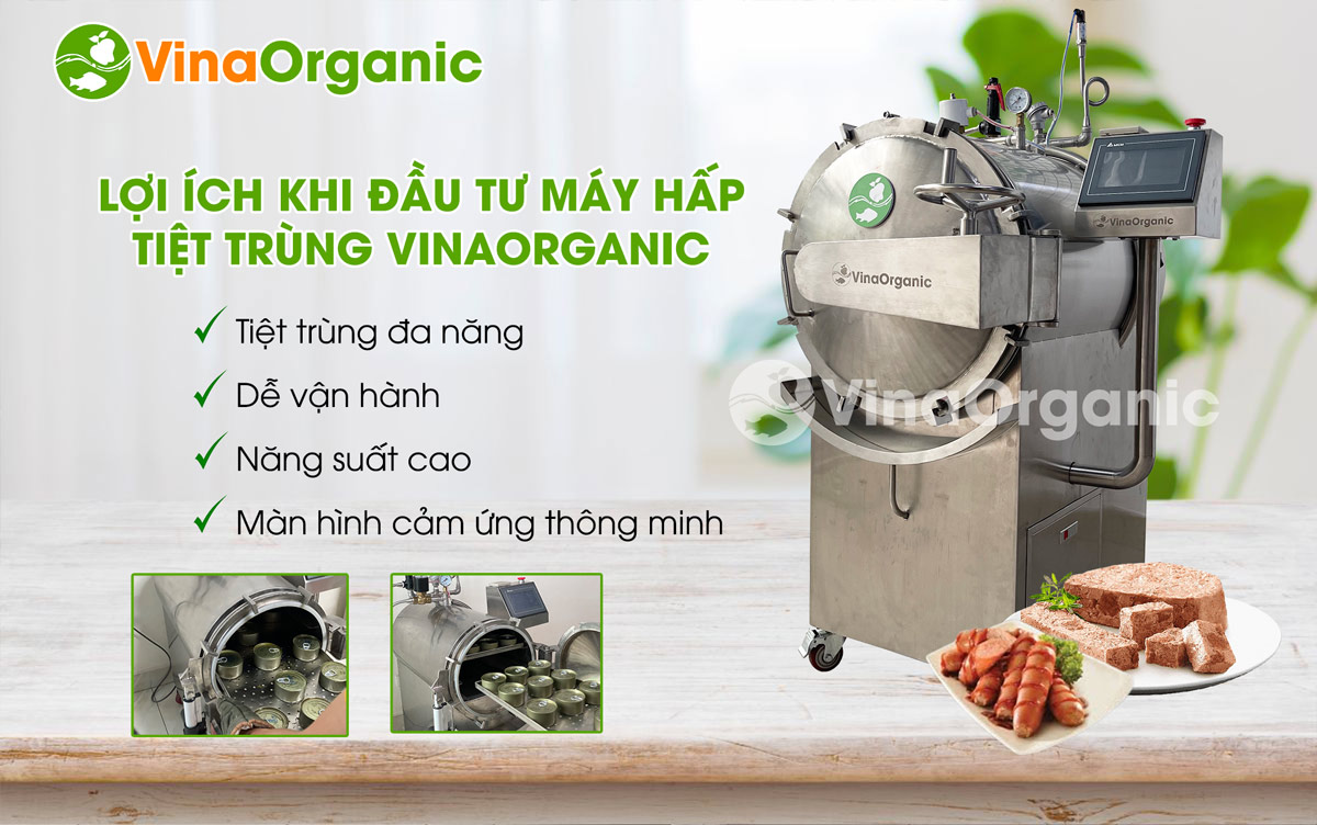 Máy hấp tiệt trùng 100l, tiệt trùng yến, cá hộp, pate hộp, xúc xích tiệt trùng Inox 304, tiết kiệm điện, màn hình cảm ứng. LH Zalo 0938299798 - 0975299798