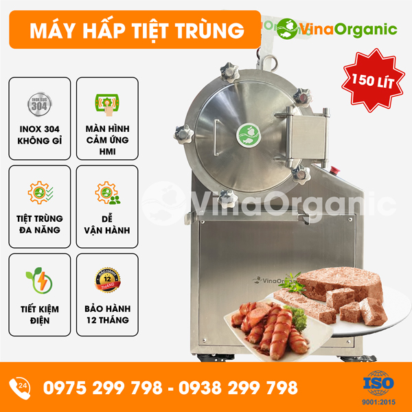 HTT150P - Máy hấp tiệt trùng 150L, tiệt trùng pate, xúc xích, đồ hộp