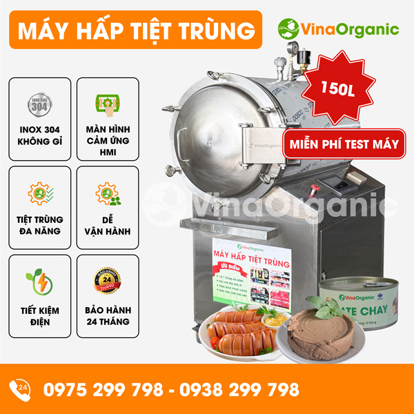 HTT150P - Máy hấp tiệt trùng 150L phun sương retort (đa bao bì), tiệt trùng pate, xúc xích, đồ hộp