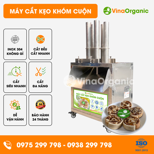 MCKC05 - Máy cắt kẹo khóm cuộn cắt nhanh, đều đẹp năng suất 300 cuộn/h