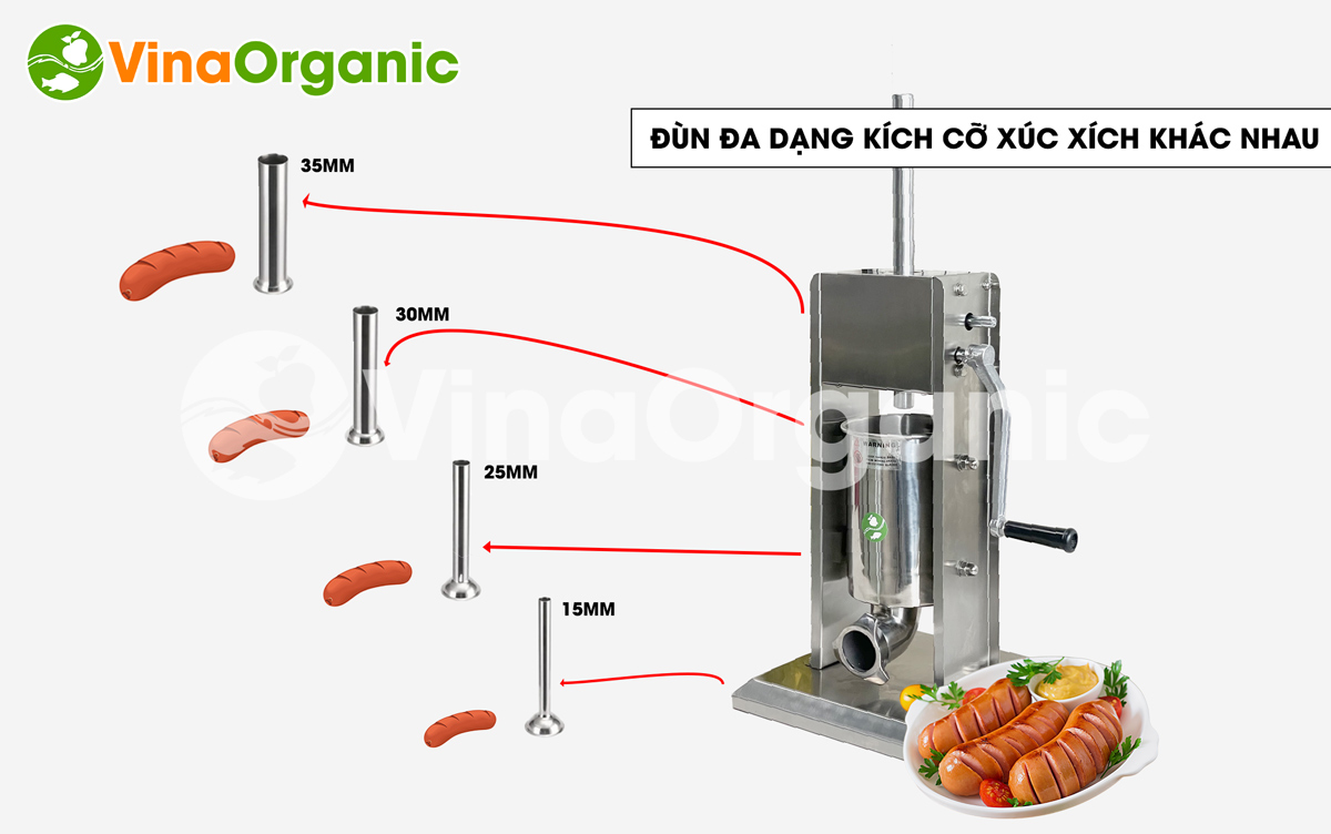 VinaOrganic đã nghiên cứu, chế tạo máy đùn xúc xích quay tay. Máy ứng dụng cho việc sản xuất xúc xích. Liên hệ VinaOrganic tư vấn: 0975299798 - 0938299798