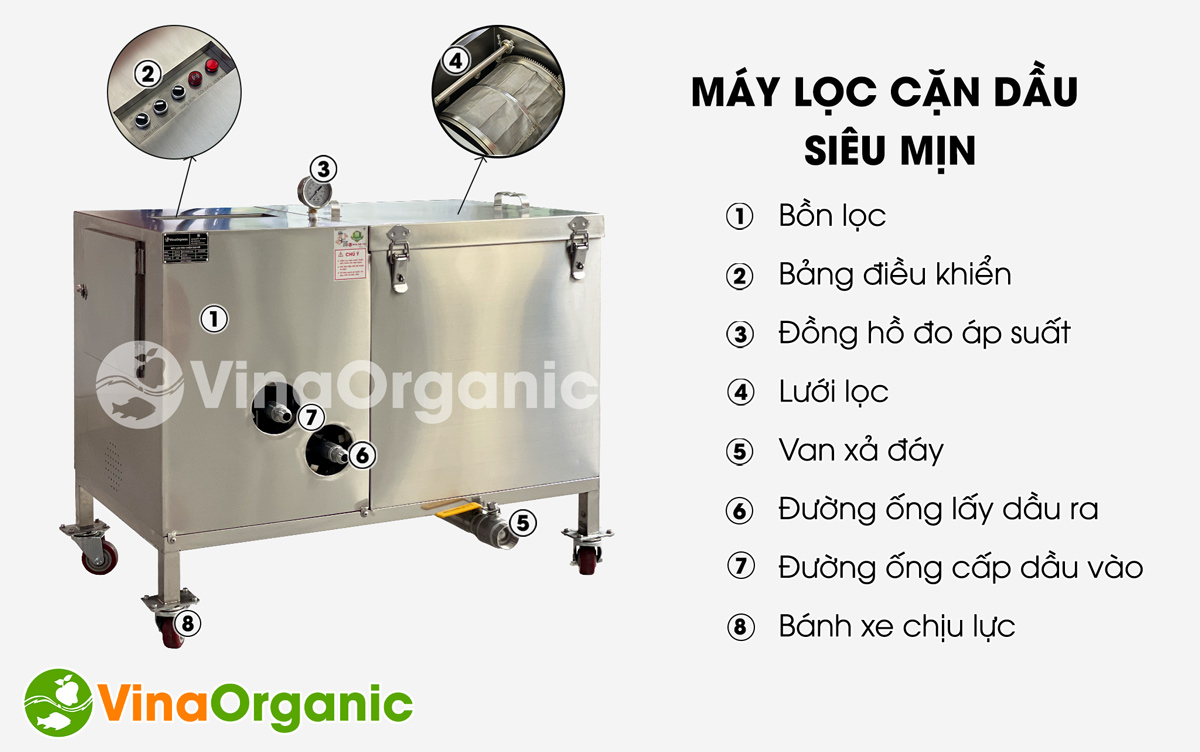 Máy lọc dầu cặn siêu mịn model MLDH010 lọc mọi loại cặn dầu ở nhiệt độ cao liên tục trong 10 giờ. Liên hệ Hotline 0975299798 – 0938299798.