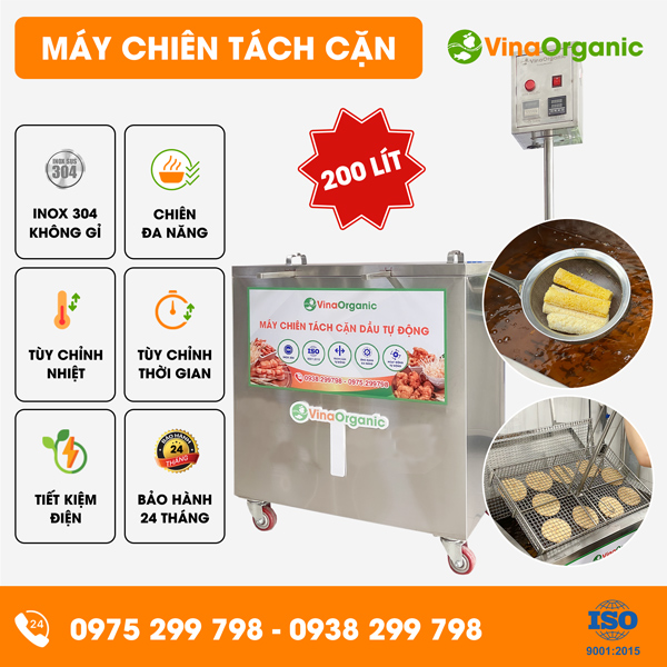 CTC200 - Máy chiên tách cặn dầu 200l, chiên tách cặn dầu tự động