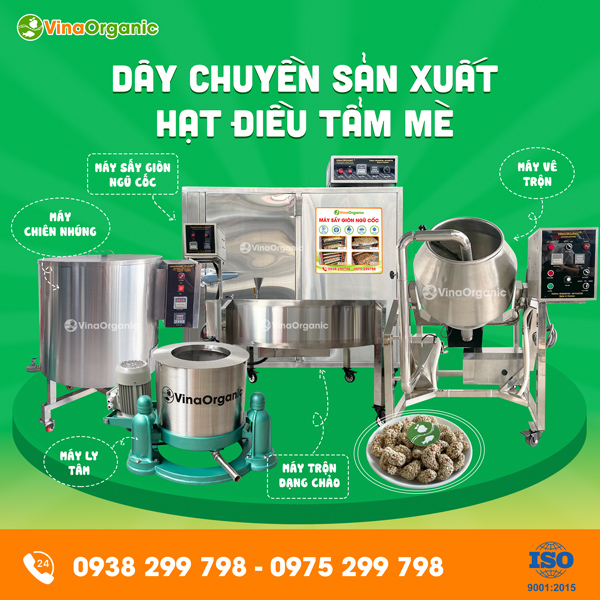 Dây chuyền sản xuất hạt điều tẩm mè thơm ngon