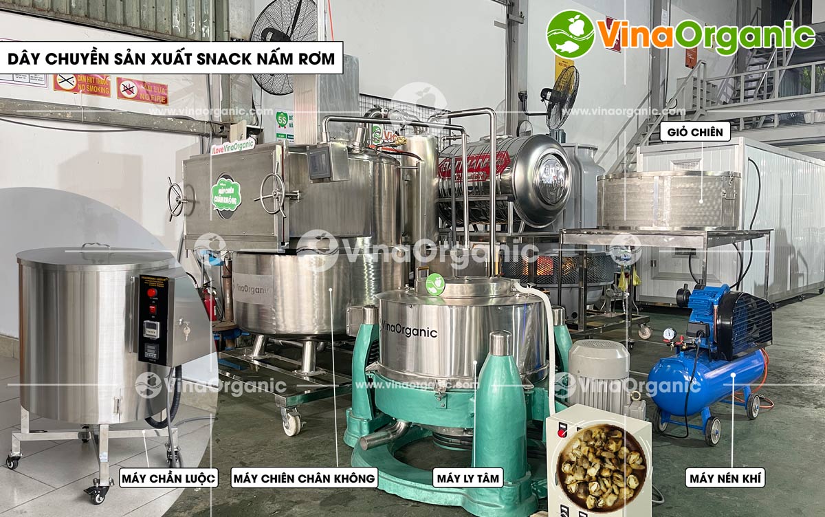 VinaOrganic cung cấp dây chuyền sản xuất trứng snack nấm rơm năng suất 10kg/mẻ thơm ngon. Liên hệ Hotline 0975299798 - 0938299798.