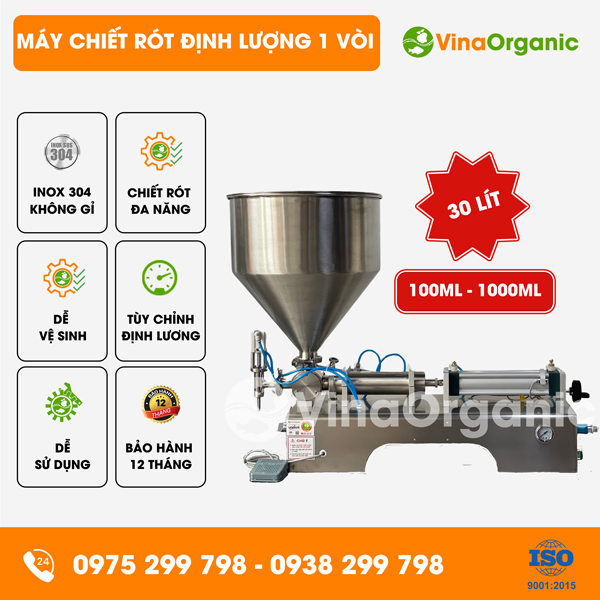 DLCR30-L01 – Máy chiết rót định lượng 1 vòi dung tích 100 – 1000ml, phễu chứa 30L