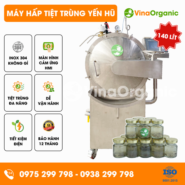 HTT140 - Máy hấp tiệt trùng yến hũ dung tích 140L, tiệt trùng nhanh chóng