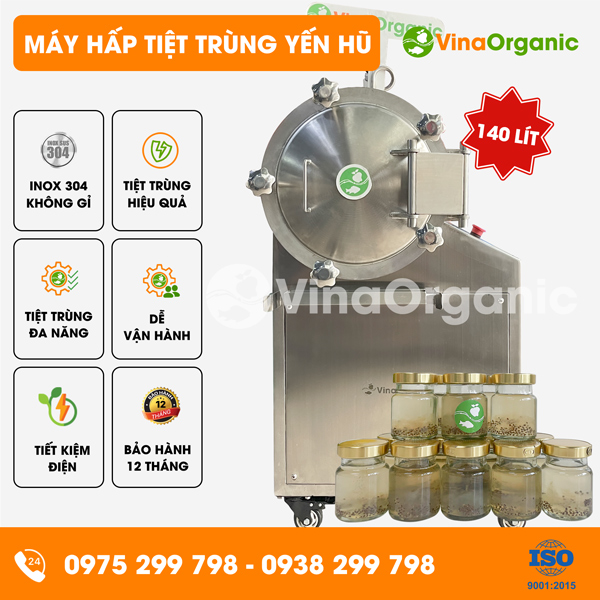 HTT140 - Máy hấp tiệt trùng yến hũ dung tích 140L, tiệt trùng nhanh chóng