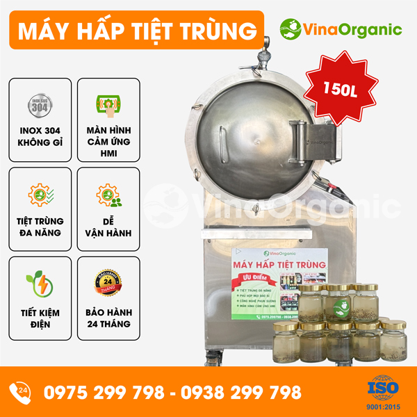 HTT150 - Máy hấp tiệt trùng 150L, tiệt trùng yến hũ, tăng thời gian bảo quản