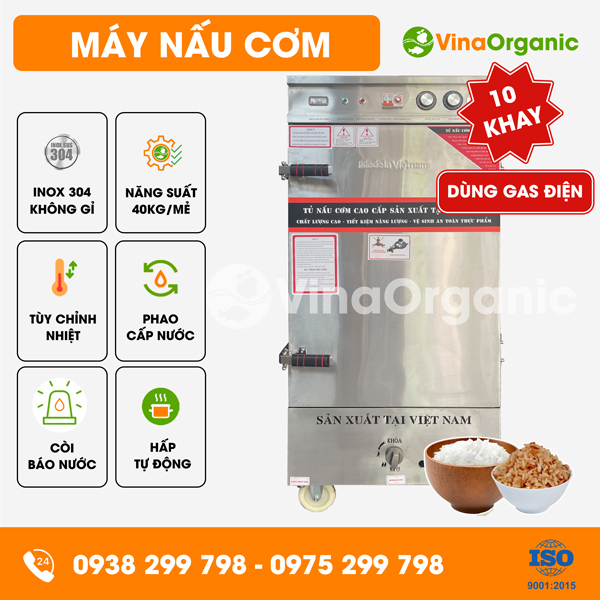 TC010X - Máy nấu cơm 10 khay dùng gas điện năng suất cao