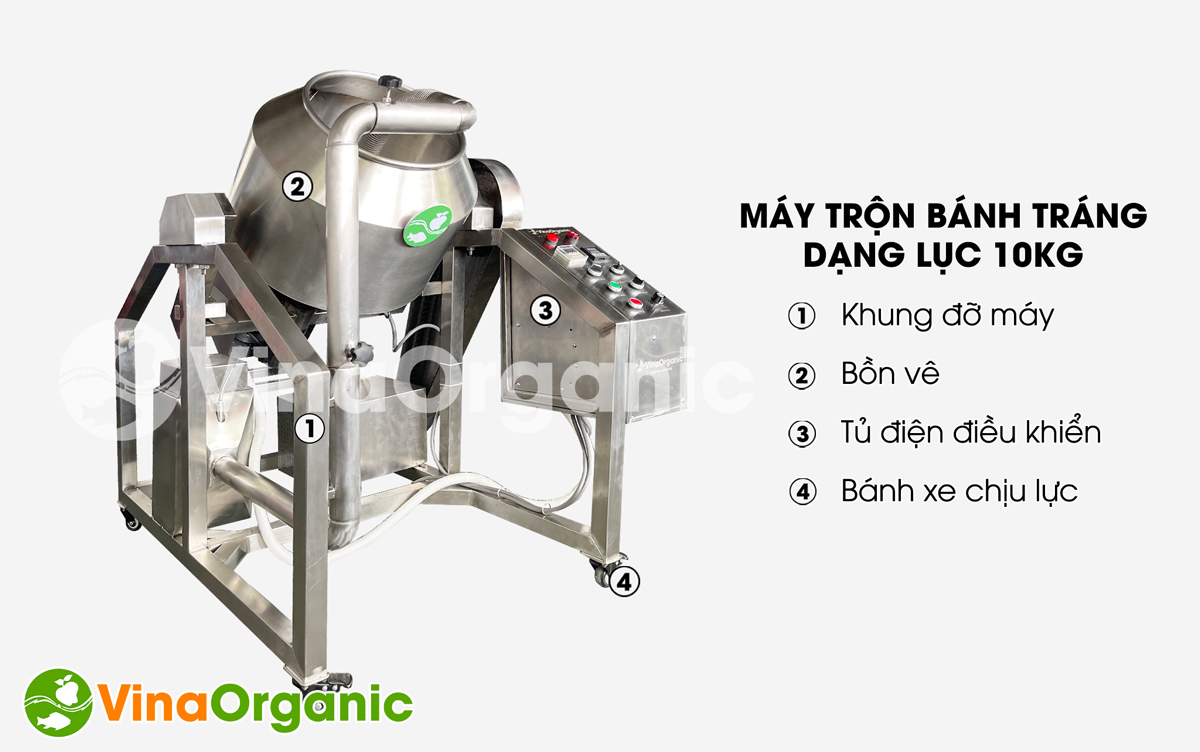 MVTL10 - Máy trộn bánh tráng dạng lục 10kg trộn bánh tráng đều vị, chất lượng. Liên hệ ngay số Hotline/Zalo 0938299798 - 0975299798 để được tư vấn!