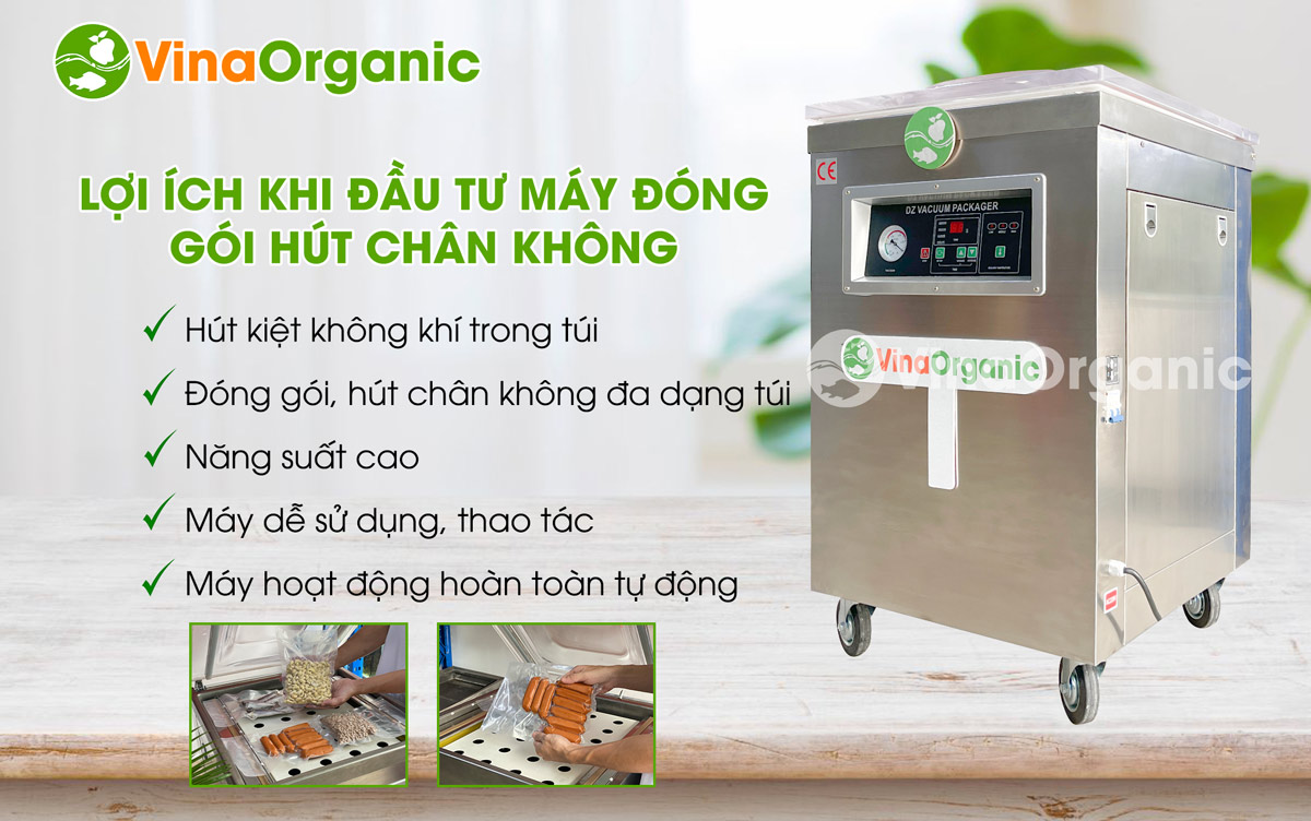 Máy đóng gói hút chân không model HCK500, đóng gói hút chân không đa dạng thực phẩm. Liên hệ Hotline/Zalo 0938299798 - 0975299798.
