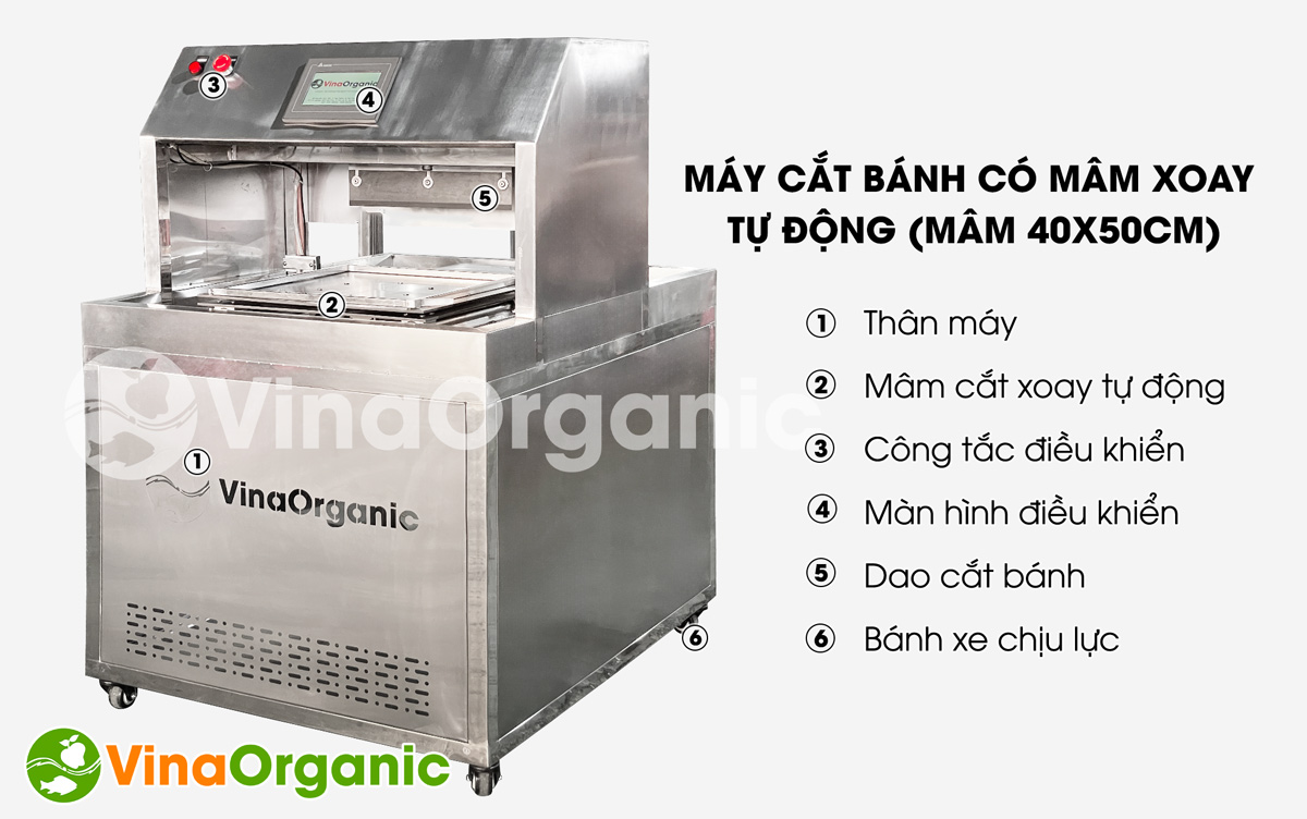 MCBX45 - Máy cắt bánh có mâm xoay tự động (mâm 40x50cm), cắt bành khảo, bánh mì. Liên hệ ngay số Hotline/Zalo 0938299798 - 0975299798 để được tư vấn!