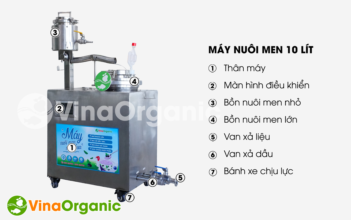 Máy nuổi men 10l, nuôi men làm sữa chua, phô mai. Máy được làm từ inox 316, 304 đảm bảo an toàn thực phẩm. Liên Hệ Hotline/Zalo 0938299798 - 0975299798.