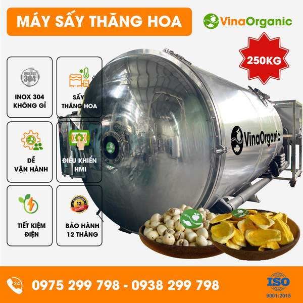 STH250 - Máy sấy thăng hoa 250kg, làm hạt sen, mít, sữa chua sấy