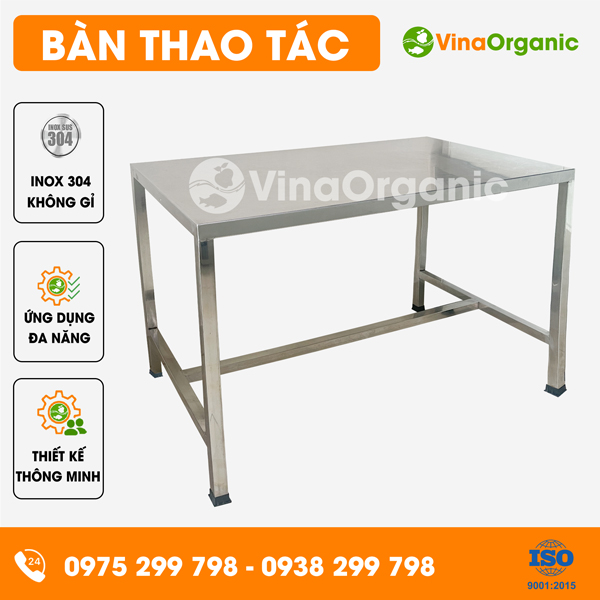 BI1167 - Bàn thao tác mặt liền inox 304 cao cấp
