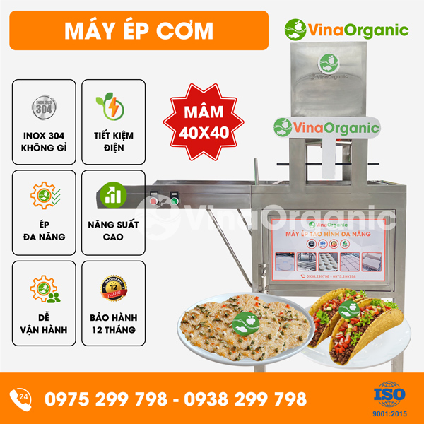 EC040 - Máy ép cơm (mâm 40x40cm) ép cơm cháy mắm hành, ép đế bánh tacos