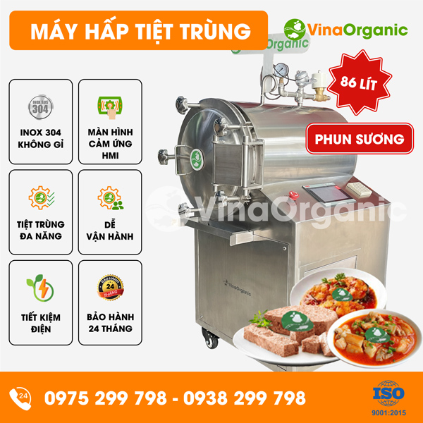 HTT70P - Máy hấp tiệt trùng 86L phun sương retort (đa bao bì), tiệt trùng đa năng pate, xúc xích, cá hộp